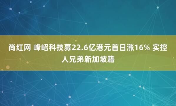 尚红网 峰岹科技募22.6亿港元首日涨16% 实控人兄弟新加坡籍